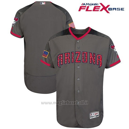 Maglia Baseball Uomo Arizona Diamondbacks 2017 Estrellas y Rayas Grigio Flex Base